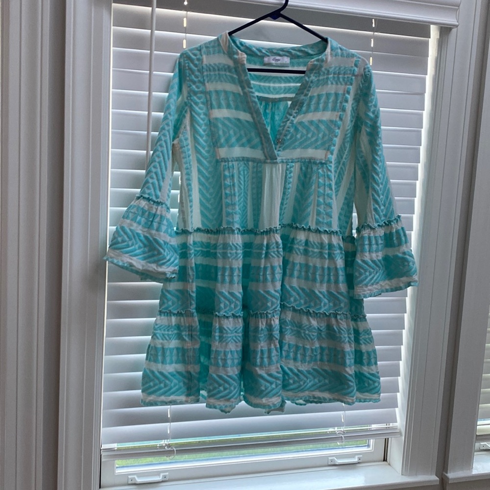 Anthropologie Devotion Twins aqua short dress